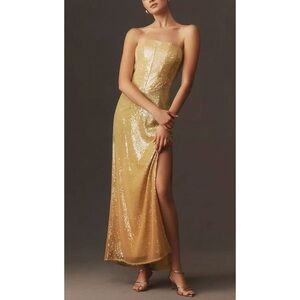 Anthropologie / BHLDN Strapless Corset Sequin Maxi Dress